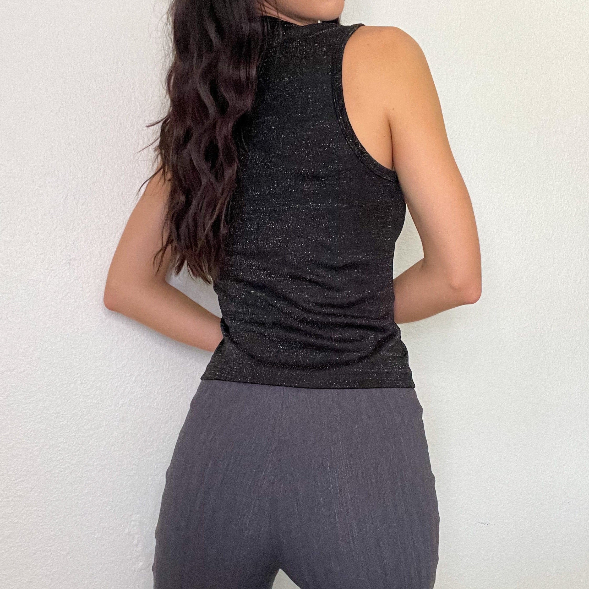 Y2K Silver Glitter Tank