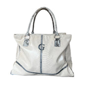 Guess White Faux Snakeskin Tote