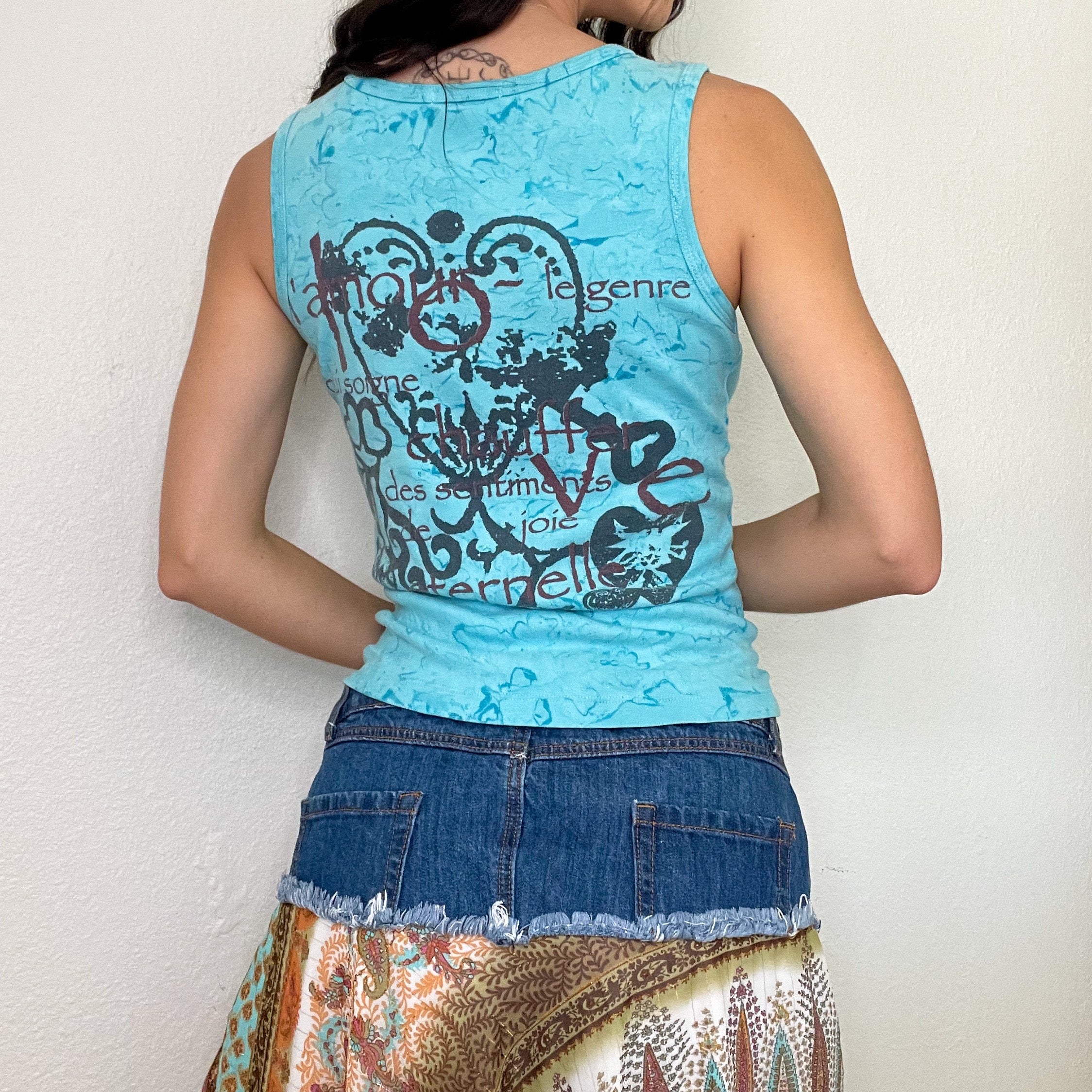 Blue Tie Dye Printed Tank Top