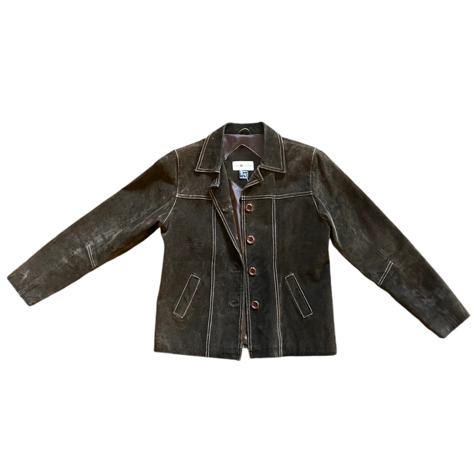 Brown Suede Leather Stitch Jacket (L)
