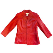 Red Lambskin Leather Blazer Jacket (S)