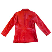 Red Lambskin Leather Blazer Jacket (S)