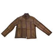 Brown Suede Leather Patchwork Jacket (M)