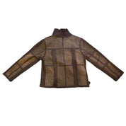 Brown Suede Leather Patchwork Jacket (M)