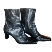 Mini Buckle Black Leather Booties (7.5)
