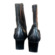 Mini Buckle Black Leather Booties (7.5)