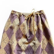 Mauve Tan Plaid Wool Skirt (S)