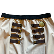 Tan Pinstripe Bronze Button Skirt (XL)