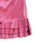 Pink Suede Pleated Hem Skirt (M)