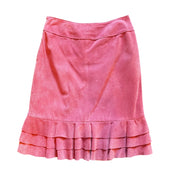 Pink Suede Pleated Hem Skirt (M)