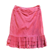 Pink Suede Pleated Hem Skirt (M)