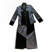 Denim Velvet Jacket Skirt Set (L)