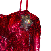Red Sequin Floral Mini Dress (S)