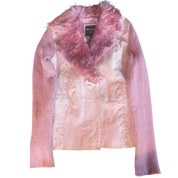 Pink Suede Faux Fur Jacket (L)