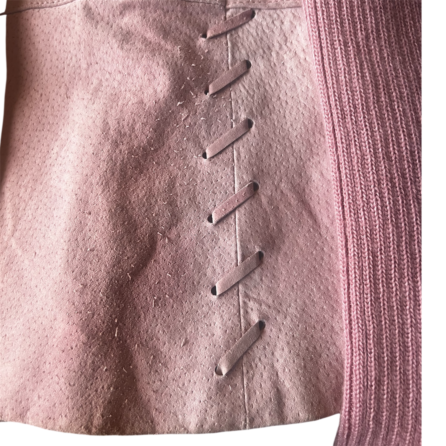 Pink Suede Faux Fur Jacket (L)