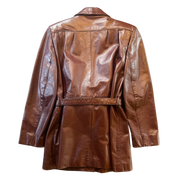Maroon Genuine Leather Tie Coat