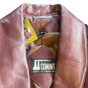 Maroon Genuine Leather Tie Coat