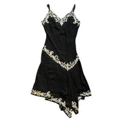 Beaded Black Slip Dress (M)