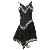 Beaded Black Slip Dress (M)