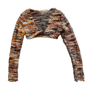 Fuzzy Cropped Multicolored Shrug (S)