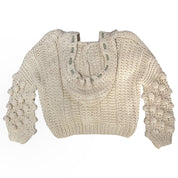 Cream Woven Knit Sweater Hoodie (L)