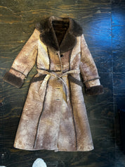 Suede Sheepskin Fur Trench Coat (S-M)