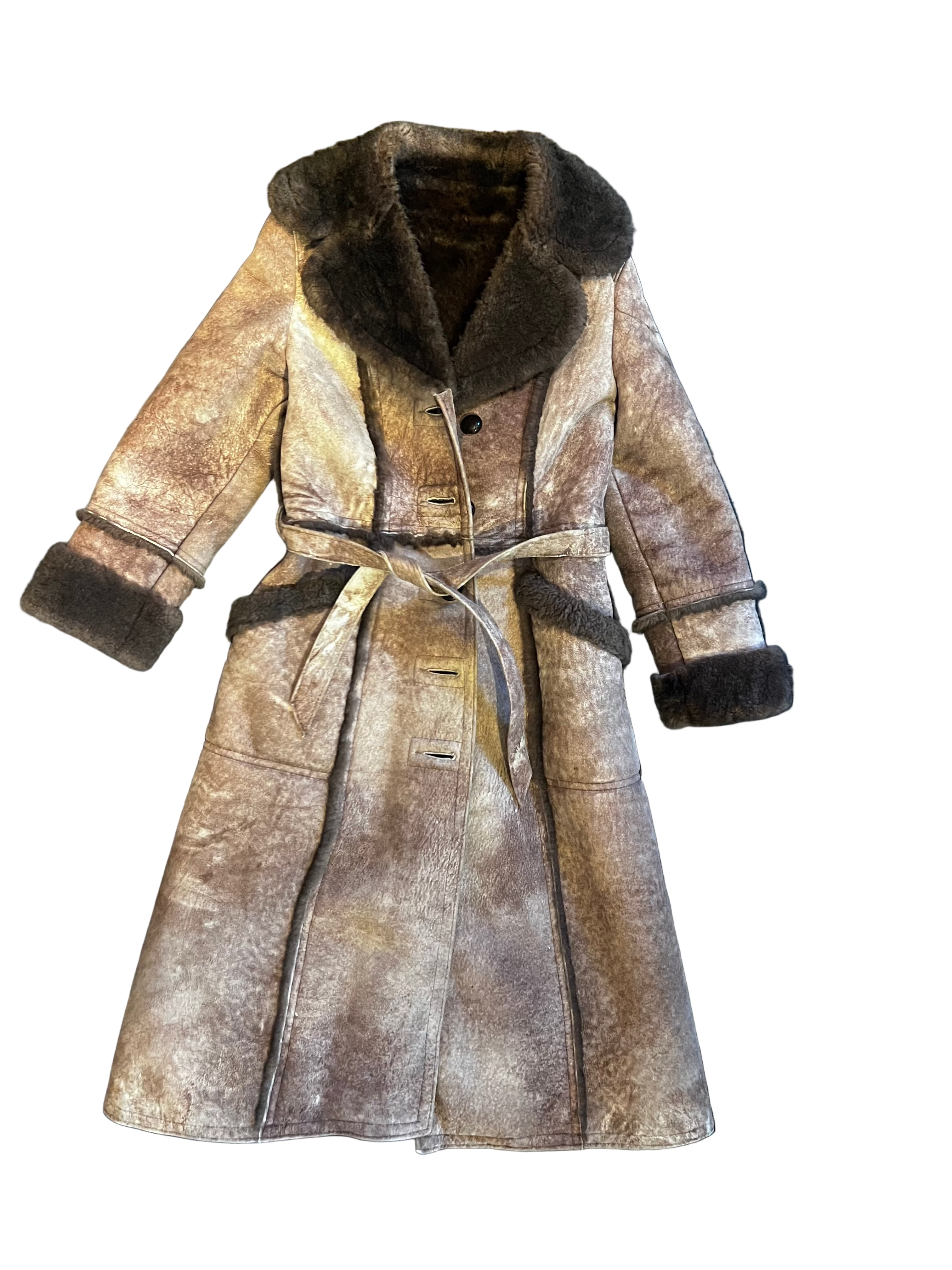 Suede Sheepskin Fur Trench Coat (S-M)