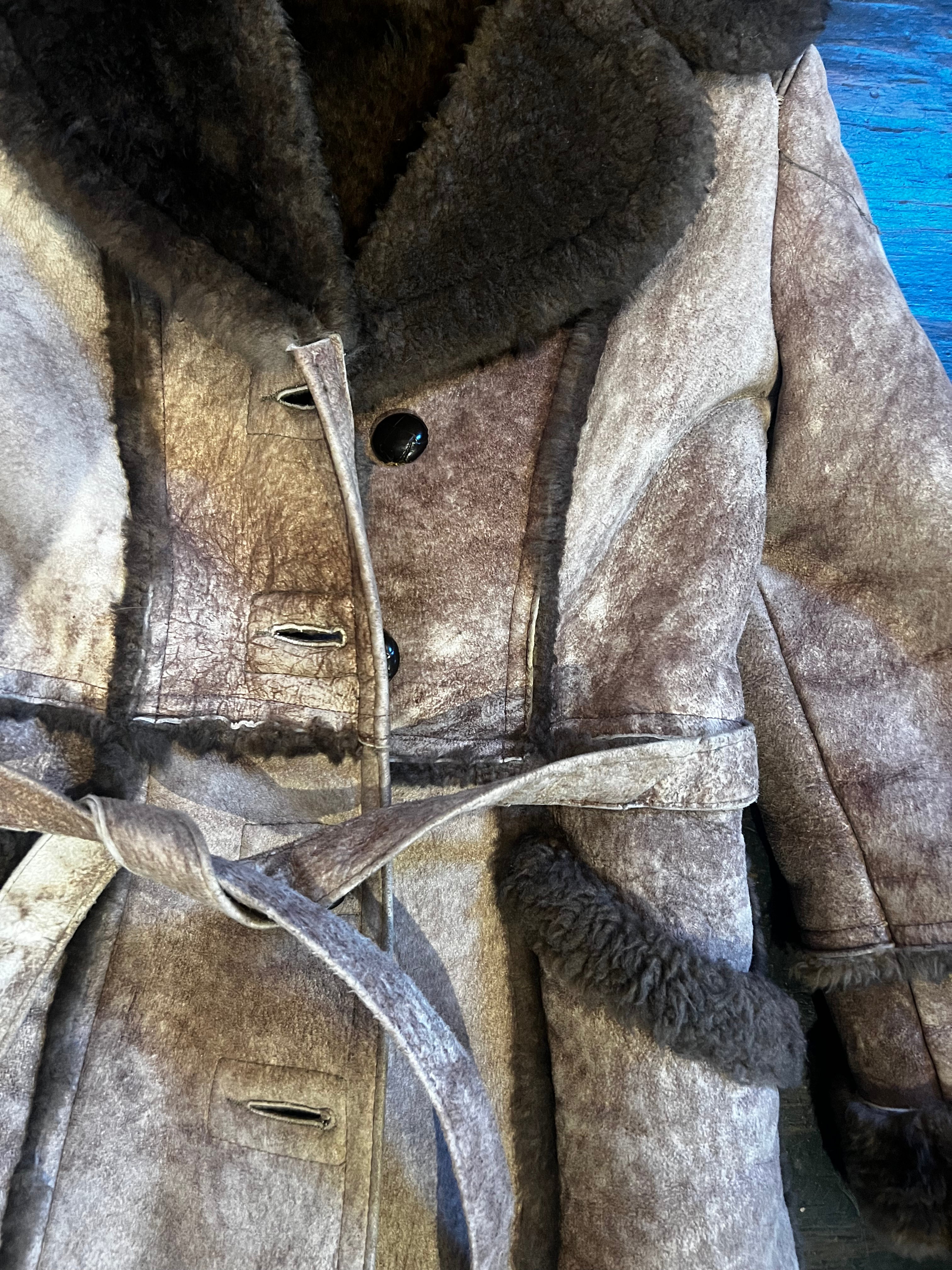 Suede Sheepskin Fur Trench Coat (S-M)