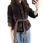 Y2K Brown Faux Fur Shrug