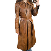 Tan Leather Trench Coat (M)