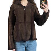 Brown Suede Leather Patchwork Jacket (M)