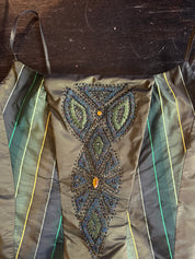 Green Beaded Satin Corset Top (XL)