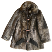 Brown Fur Suede Button Coat (M)