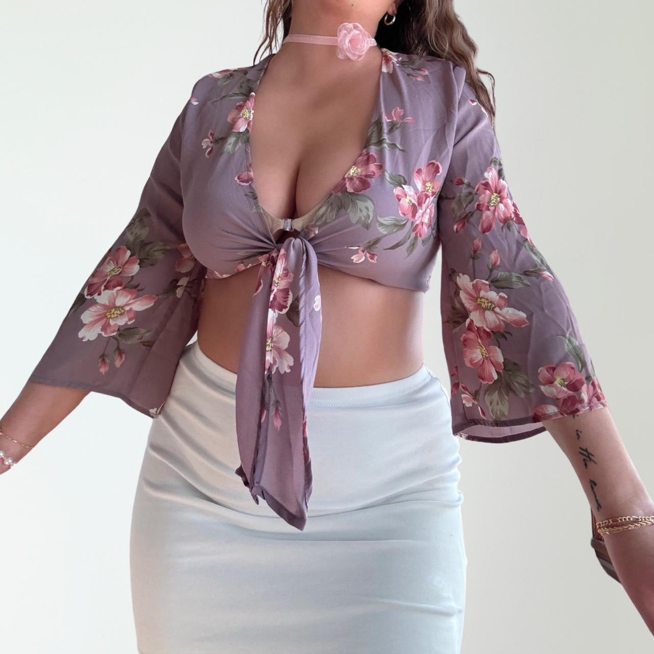 Vintage 90’s Floral Tie Up Top (M)