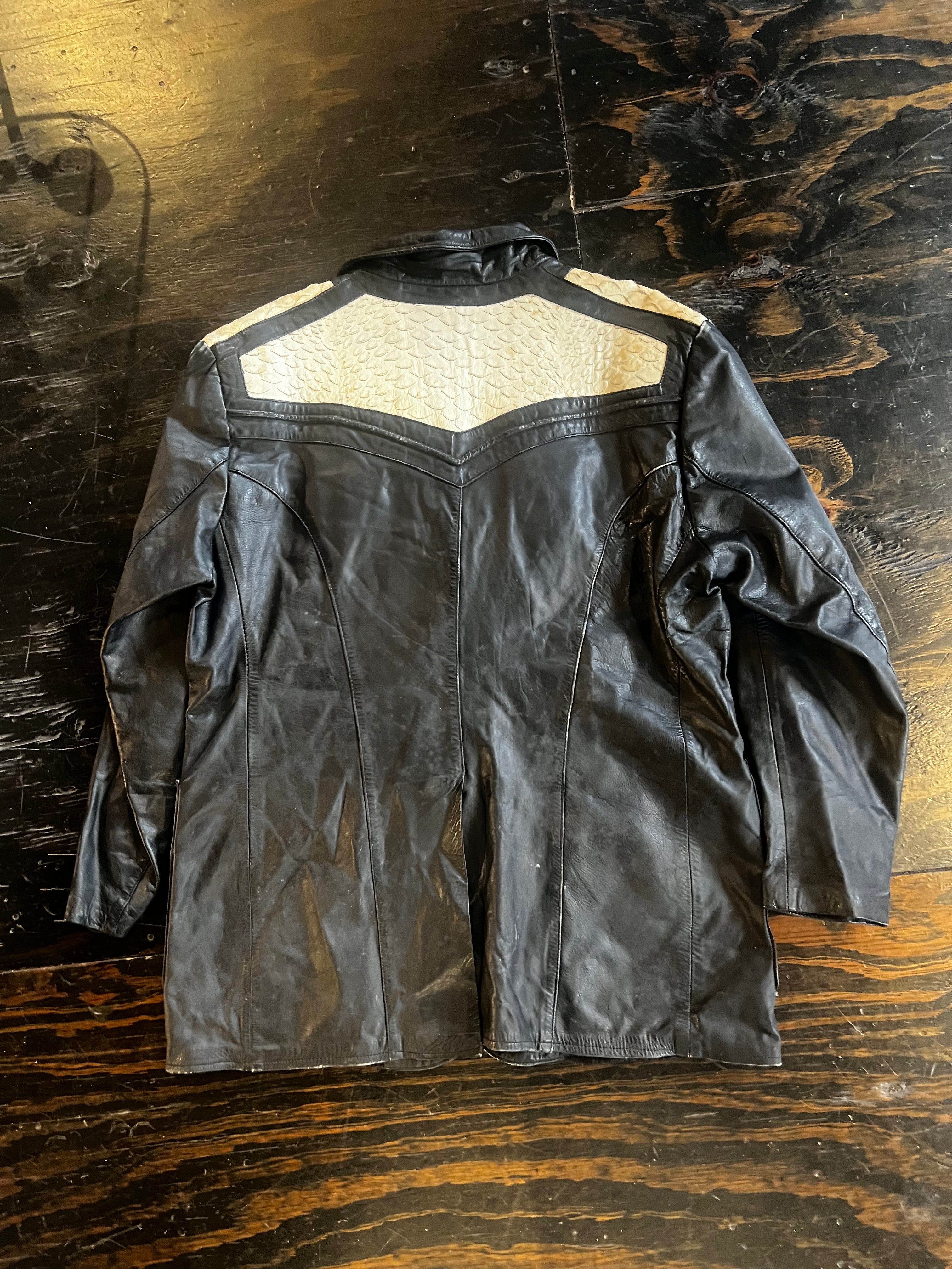 Black Cream Faux Crocodile Jacket (XL)