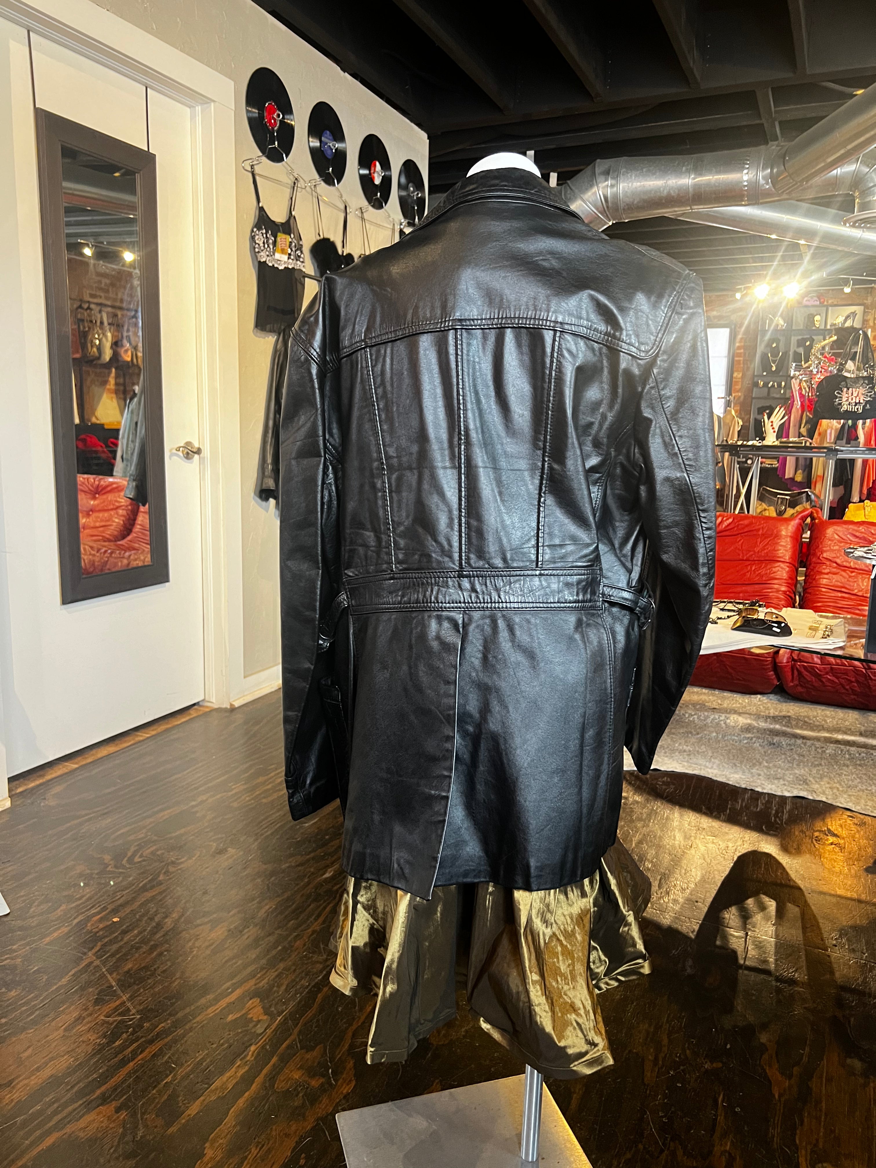 Black Leather Oversized Jacket (XL)