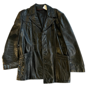 Black Leather Oversized Jacket (XL)
