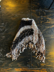 Fuzzy Neutral Tone Fringe Poncho (OS)