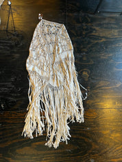 Cream Ribbon Woven Fringe Shawl (OS)