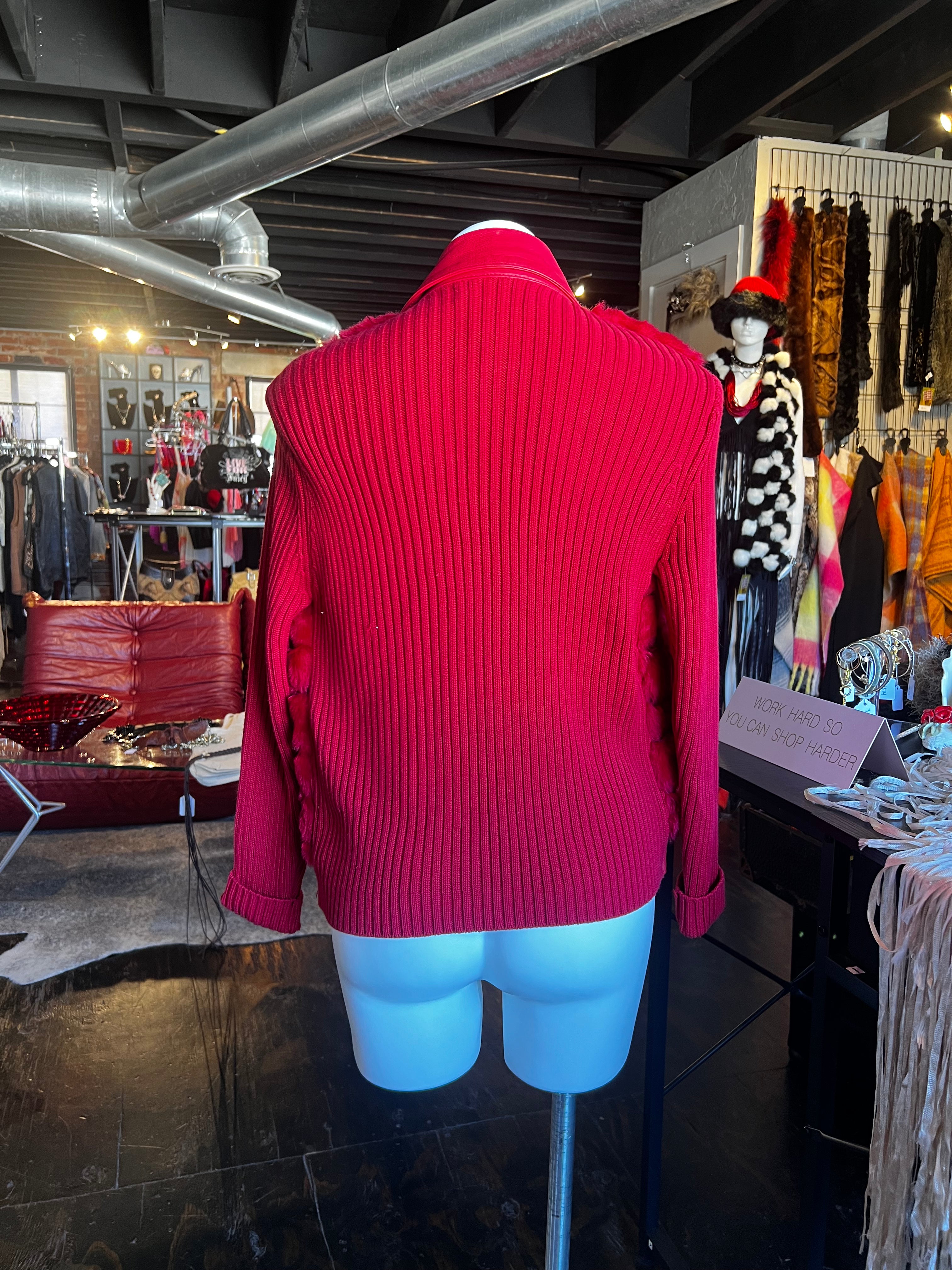 Faux Fur Knit Sweater Jacket (S)