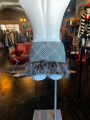 Houndstooth Faux Fur Mini Skirt (M)
