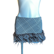 Houndstooth Faux Fur Mini Skirt (M)
