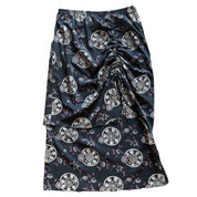 90s Grunge Ruched Patterned Skirt (S)