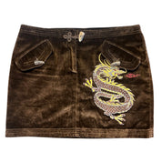 Brown Crushed Velvet Dragon Skirt (M)