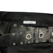 Black Leather Belt Mini Skirt (L)