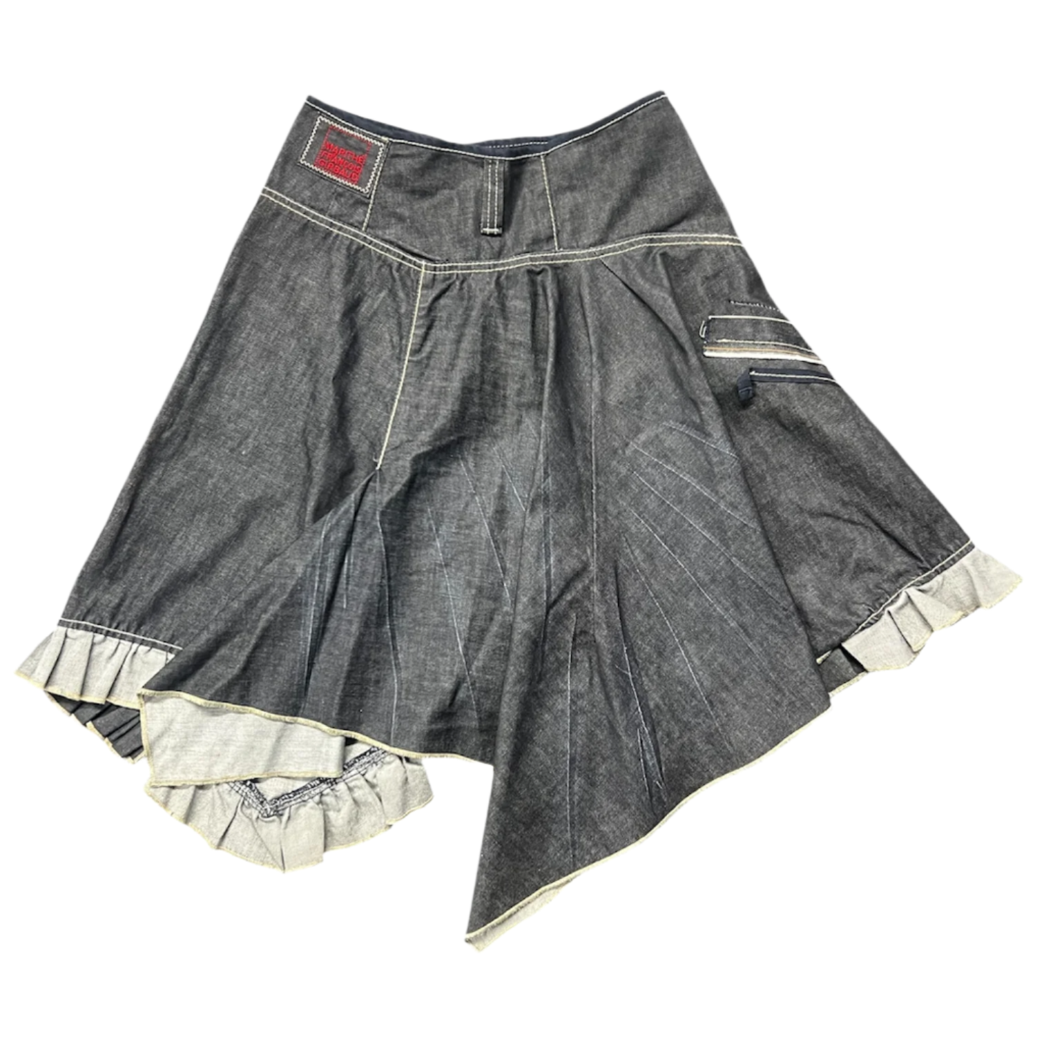 Grey Denim Flared Layer Skirt (M)