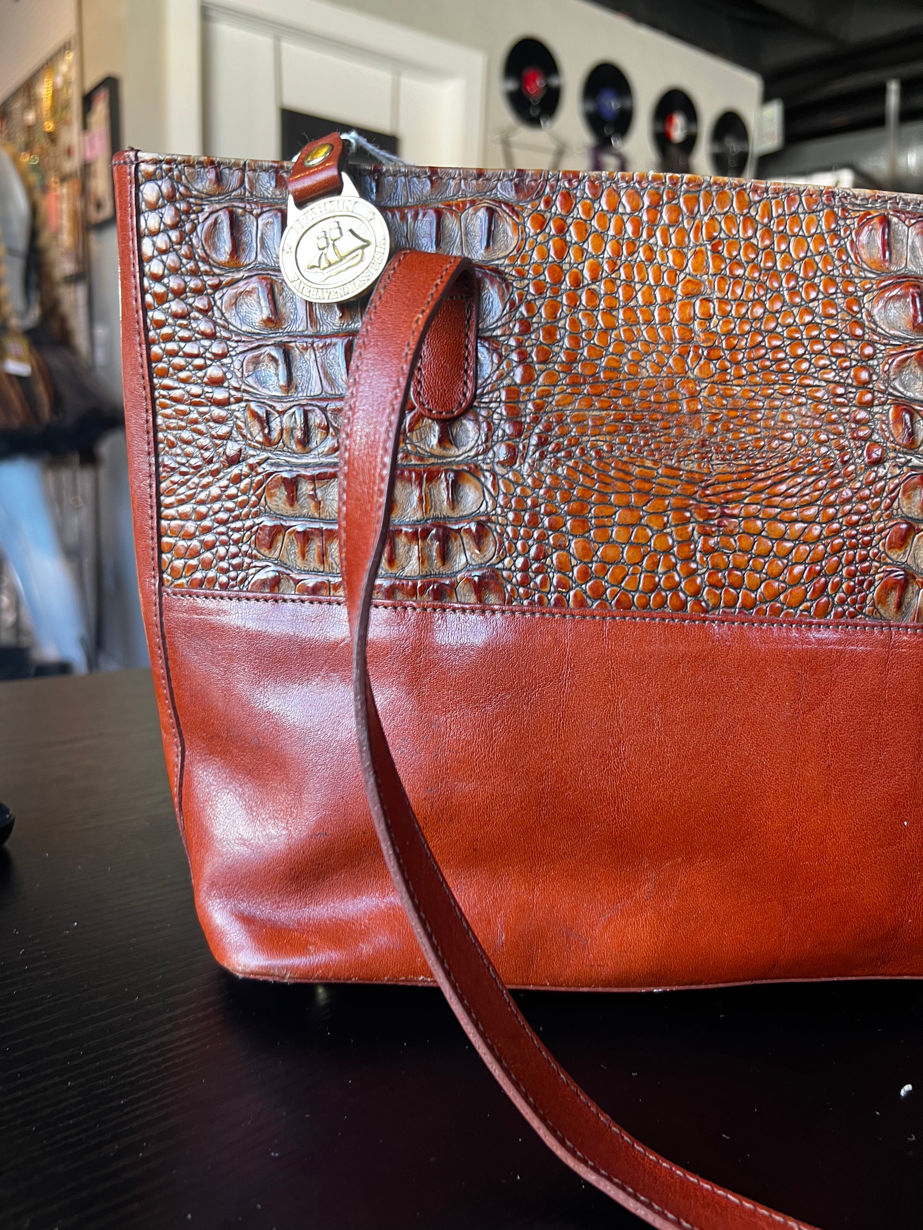 Brahmin Brown Crocodile Shoulder Bag