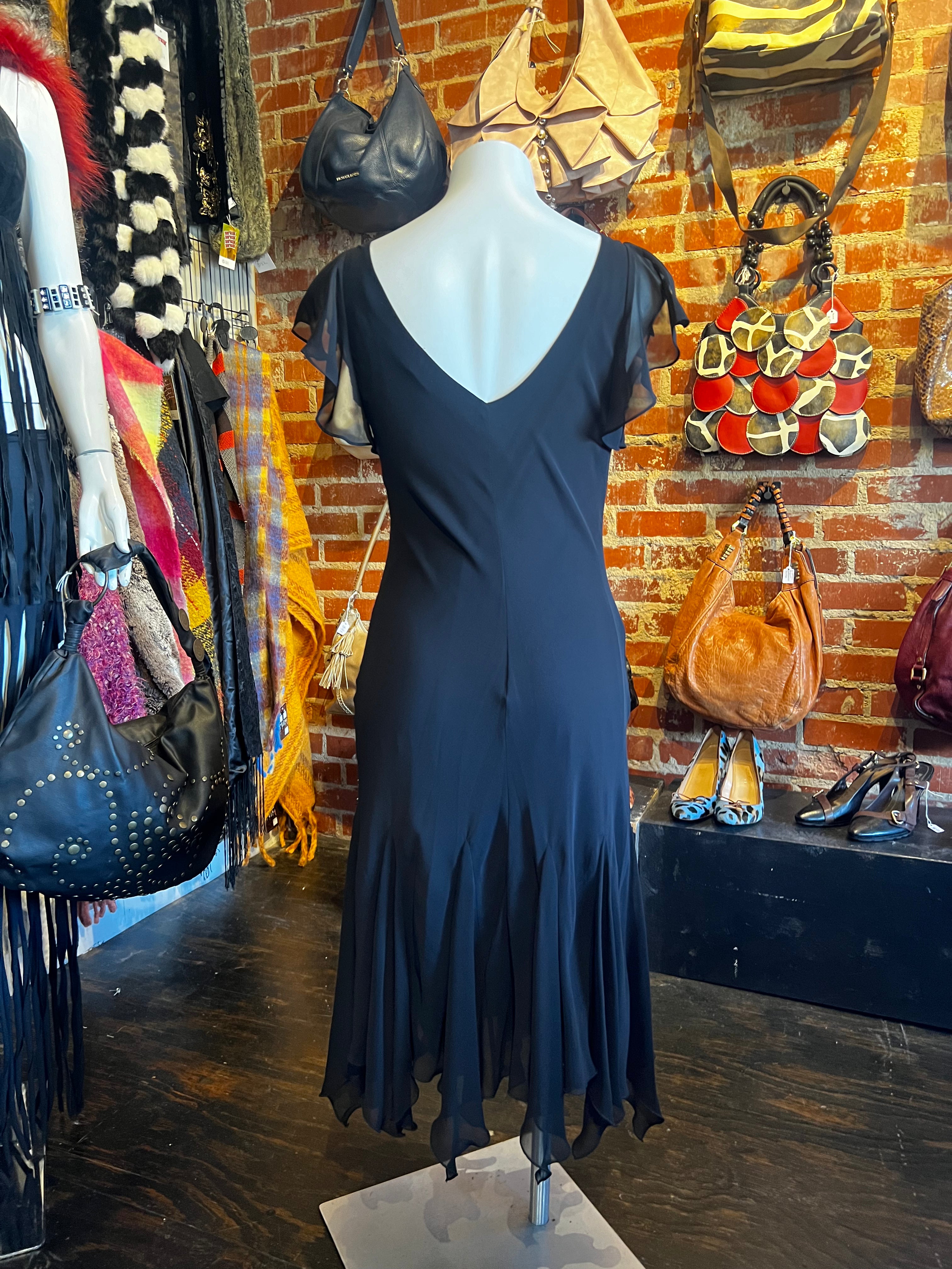 Black Embellished Flowing Dress (S)