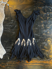 Black Embellished Flowing Dress (S)