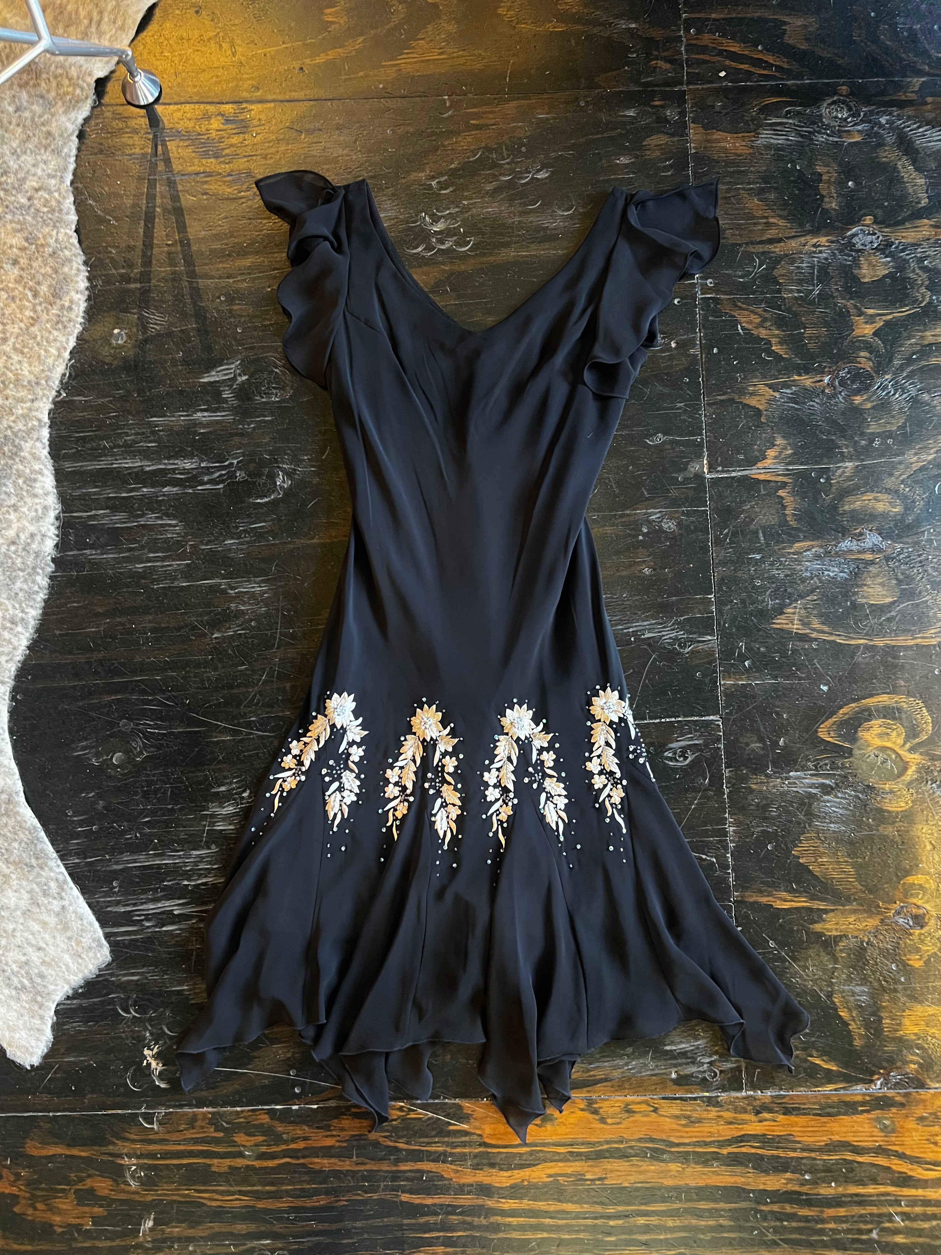 Black Embellished Flowing Dress (S)